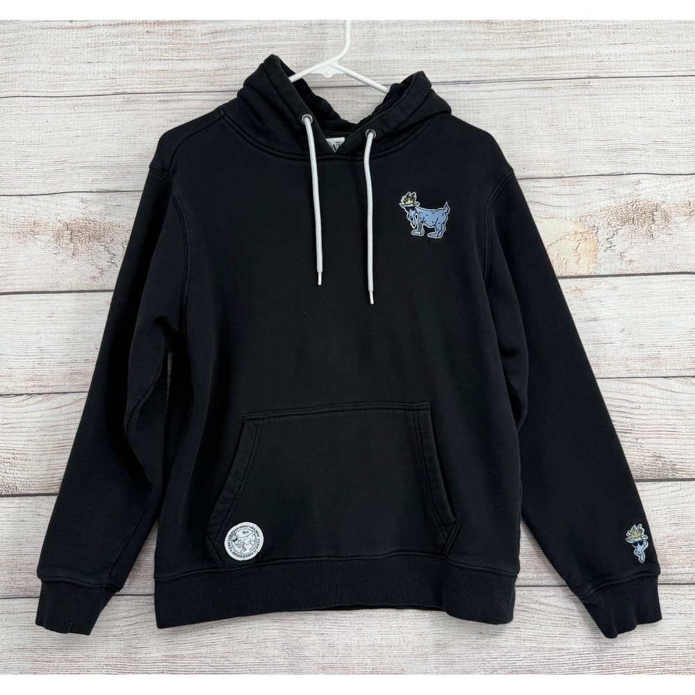 GOAT USA Hoodie Men Small Black Embroidered Logo Pullover Sweatshirt